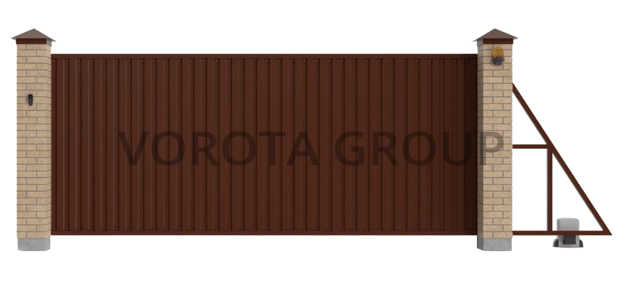 Откатные ворота Doorhan из сэндвич-панелей коричневые 2900x1900